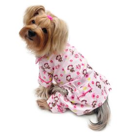 Girly Monkey Flannel Pajamas with 2 Pockets (size: L)