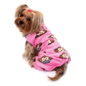 Silly Monkey Front Sleeveless Fleec Pajamas (Color: Pink, size: XL)