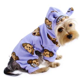 Adorable Silly Monkey Fleece Dog Pajamas/Bodysuit with Hood (Color: lavender, size: XL)