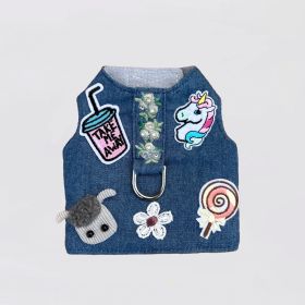 Cool Pup Dog  Harness (Color: Blue Flowers, size: XS)
