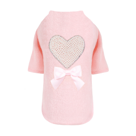 Pearl Heart Dog Sweater (Color: Peach, size: SM)