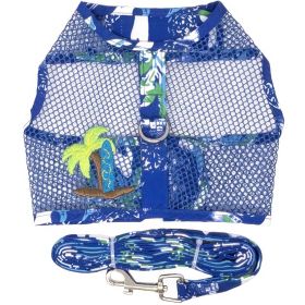 Cool Mesh Dog Harness with Leash (Color: Surfboard Blue and Green, size: X-Small)