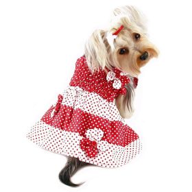 Red & White Polka Dots Sundress with Contrasting Flowers (size: M)