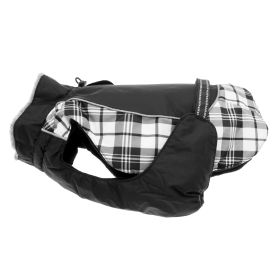 Alpine All-Weather Dog Coat (Color: Black and White Plaid, size: X-Large)