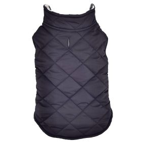 Reversible Fleece Lined Puffer Dog Coat (Color: Black and White Plaid, size: 3X-Large)