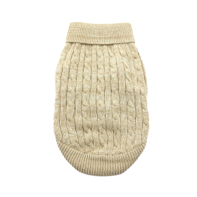 Combed Cotton Cable Knit Dog Sweater (Color: Oatmeal, size: medium)