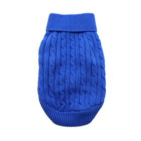 Combed Cotton Cable Knit Dog Sweater (Color: Riverside Blue, size: medium)