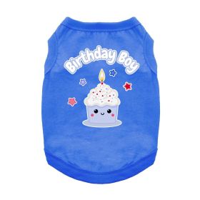 Birthday Boy Dog Shirt (Color: Blue, size: large)