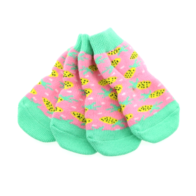 Non-Skid Dog Socks (Color: Pink Pineapple, size: large)