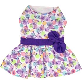 Purple Butterfly Dog Dress with Matching Leash (size: small)