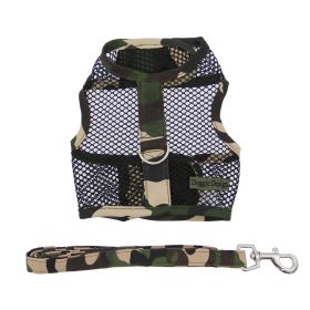 Cool Mesh Dog Harness with Leash (Color: Camouflage, size: medium)