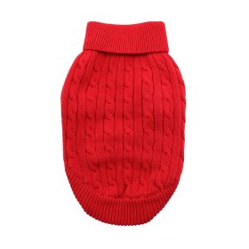 Combed Cotton Cable Knit Dog Sweater (Color: Fiery Red, size: small)
