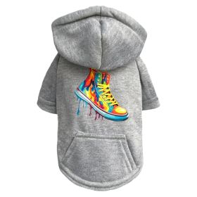 Graffiti Pup Hoodie (Color: Grey, size: MD)
