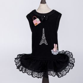 Paris Dog Dress (Color: Black, size: LG)