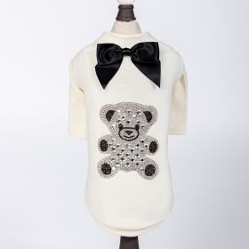 Teddy Bow Tee Dog Tee (Color: Ivory, size: SM)